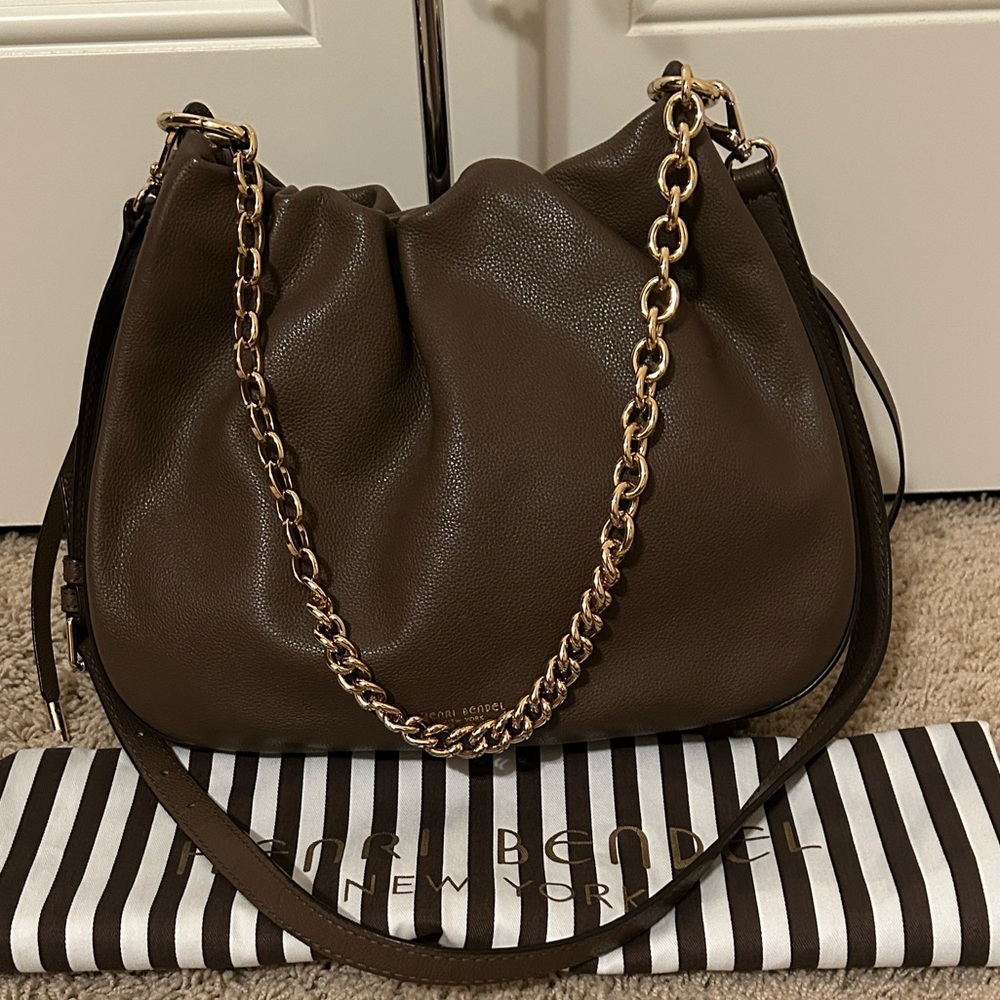 henri bendel Brown Pebbled Leather Chain-Handle Shoulder Bag - Picture 14 of 14